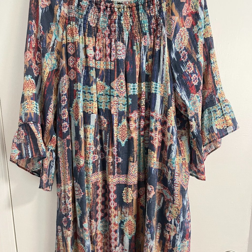 New Directions XL off the shoulder bohemian shift dress.  $35